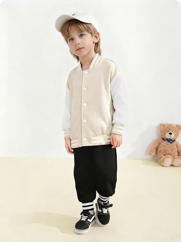 Cromoncent Boys Girls Color Block Varsity Jackets, 18 Months - 14 Years in Kuwait