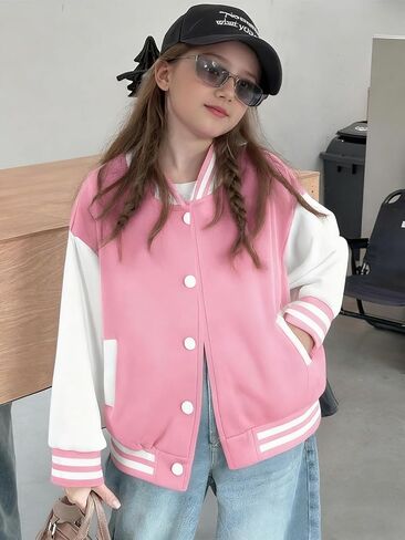 Cromoncent Boys Girls Color Block Varsity Jackets, 18 Months - 14 Years in Kuwait