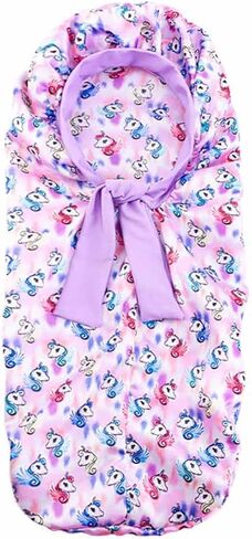 2pcs فتيات يونيكورن الشعر بونيه للنوم ، غطاء ساتان طويل إضافي مع شريط ربطة عنق مرنة للأطفال ضفائر مجعد الشعر in Kuwait