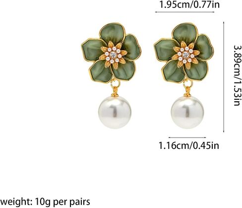 Vintage Camellia Pearl Stud Earrings for Women Floral Pearl Drop Dangle Earrings for Women Bridal Party Jewelry in Kuwait