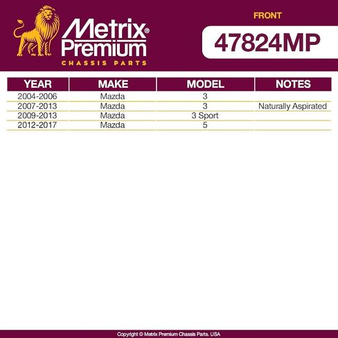 Metrix Premium Chassis Parts - Front Stabilizer Bar Bushing Kit Fits 2004-2006 Mazda 3, 2007-2013 Mazda 3 Naturally Aspirated, 2009-2013 Mazda 3 Sport, 2012-2017 5, Replacement K200628, Made in Europe in Saudi Arabia