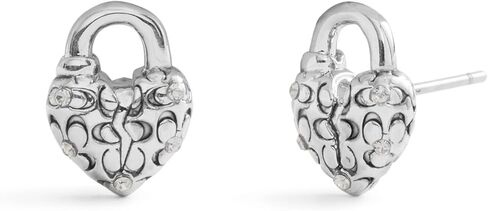 COACH Women's Signature Quilted Broken Heart Padlock Stud Earrings in Saudi Arabia