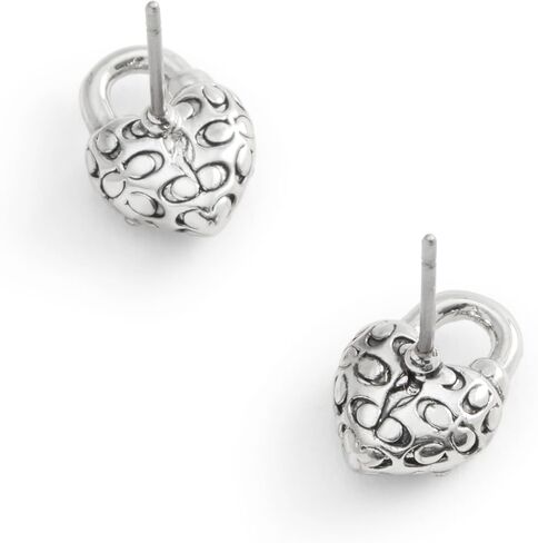COACH Women's Signature Quilted Broken Heart Padlock Stud Earrings in Saudi Arabia