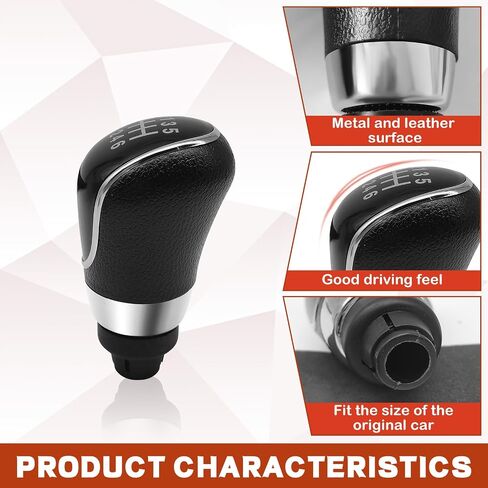 6 Speed Manual Transmission Gear Shift Knob Cover Compatible with Ford Escape Kuga Focus Fiesta mk7 2008-2013 Shifter Lever Knob Replacement Parts Black in Kuwait