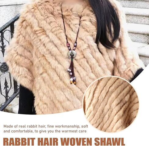 Knitted Genuine Rabbit furs Poncho,Lady Luxury Shawl,Striped furs Poncho Sweater,fursCape for Weddings and Evening Wear in Saudi Arabia