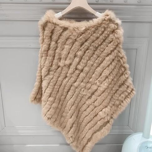 Knitted Genuine Rabbit furs Poncho,Lady Luxury Shawl,Striped furs Poncho Sweater,fursCape for Weddings and Evening Wear in Saudi Arabia