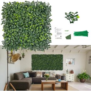 Grass Wall Panels, 10x10Inch 12Pcs UV-Anti Boxwood Greenery Panels with 50 Zip Ties, No Fade Artificial GrassWall Backdrop for Indoor Outdoor Privacy, Birthday Wedding Decor, Home Kitchen Decor in Saudi Arabia