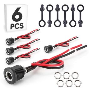 6 عبوات 5.5 مم × 2.1 مم مزود طاقة أنثى جاك لوحة مقابس موصل قابس DC‑022D 5A لوازم كهربائية مع سلك كابل 15 مم وغطاء مقاوم للماء in Kuwait