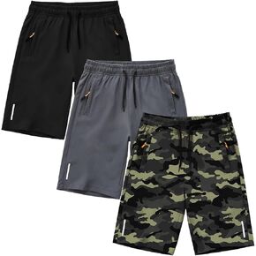 SHOOYING Boys Quick Dry Athletic Zipper Shorts Sets in Kuwait