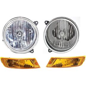 Garage-Pro Driver and Passenger Side Headlight Assembly Kit, Halogen For Jeep Liberty 2005-2007 With Bulb(s) W/Turn Signal Light Replaces# 55157140AA 55157141AA 55156767AE 55156766AE in Kuwait