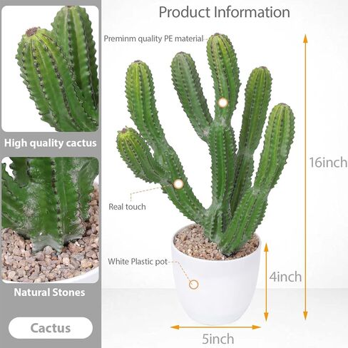 Artificial Cactus 16inch Faux Cacti Fake Succulent Plants for Indoor Outdoor Home Office Garden Decor in Saudi Arabia