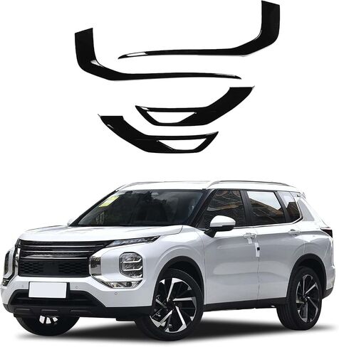 Front Grille Fog Light Trim Cover Compatible with Mitsubishi Outlander 2023 2024 Accessories, 4PCS Outlander Front Grille Side Bumper Trim Strip ABS Plastic (Glossy Black) in Saudi Arabia