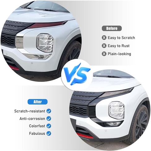 Front Grille Fog Light Trim Cover Compatible with Mitsubishi Outlander 2023 2024 Accessories, 4PCS Outlander Front Grille Side Bumper Trim Strip ABS Plastic (Glossy Black) in Saudi Arabia