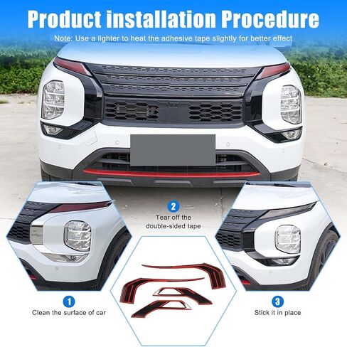 Front Grille Fog Light Trim Cover Compatible with Mitsubishi Outlander 2023 2024 Accessories, 4PCS Outlander Front Grille Side Bumper Trim Strip ABS Plastic (Glossy Black) in Saudi Arabia