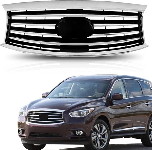 PartsFlow Compatible With 2014-2017 Infiniti QX60 Compatible With 2013 Infiniti JX35 Front Bumper Upper Grill Grille Black And Chrome 623103JA0A in Saudi Arabia