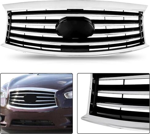 PartsFlow Compatible With 2014-2017 Infiniti QX60 Compatible With 2013 Infiniti JX35 Front Bumper Upper Grill Grille Black And Chrome 623103JA0A in Saudi Arabia