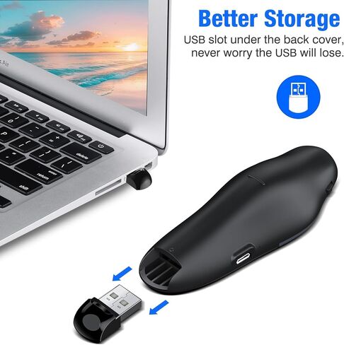 2 في 1 جهاز عرض تقديمي USB من النوع C، جهاز عرض لاسلكي عن بعد لعروض PowerPoint التقديمية للكمبيوتر مع التحكم في مستوى الصوت، ومتقدم الشرائح لأجهزة الكمبيوتر المحمول Mac in Kuwait