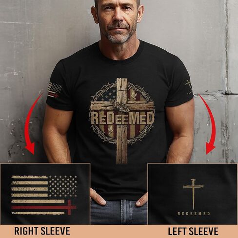 Redeemed Tshirt, Christian Shirts for Men, Cross Shirt, Mens Christian T Shirts, Bible Verse Shirt in Kuwait