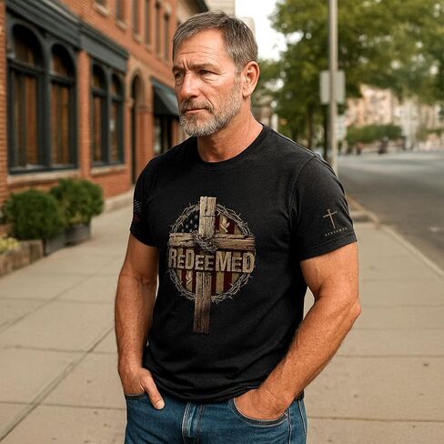 Redeemed Tshirt, Christian Shirts for Men, Cross Shirt, Mens Christian T Shirts, Bible Verse Shirt in Kuwait