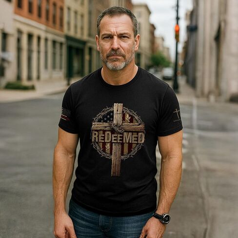 Redeemed Tshirt, Christian Shirts for Men, Cross Shirt, Mens Christian T Shirts, Bible Verse Shirt in Kuwait