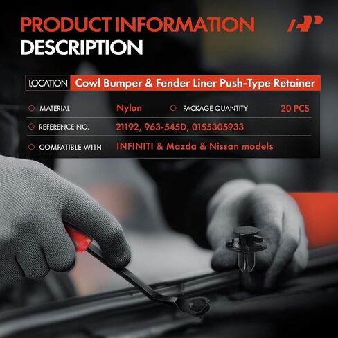 30 قطعة من مشابك التثبيت المصنوعة من النايلون من A-Premium متوافقة مع Nissan Altima Rogue Sentra Versa Frontier Murano Pathfinder Maxima Armada Juke Mazda CX-5 3 6 CX-9 Infiniti - لـ 8 مم in Saudi Arabia