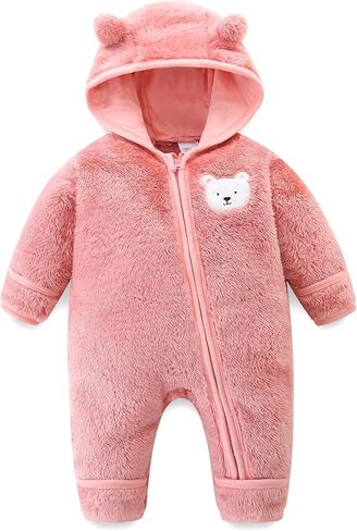 Babymine Newborn Baby Bear Outfit Unisex Winter Clothes Girls Boys Hooded Onesie Fleece Clothes Warm Baby Snowsuit in Saudi Arabia