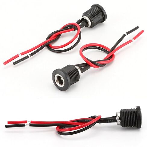 6 عبوات 5.5 مم × 2.1 مم مزود طاقة أنثى جاك لوحة مقابس موصل قابس DC‑022D 5A لوازم كهربائية مع سلك كابل 15 مم وغطاء مقاوم للماء in Kuwait