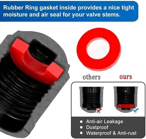 24pcs Tire Valve Stem Caps The Upgraded Version has a Sealing Ring for Car, Motorbike, Trucks, Bike, Bicycle （Black） in Saudi Arabia