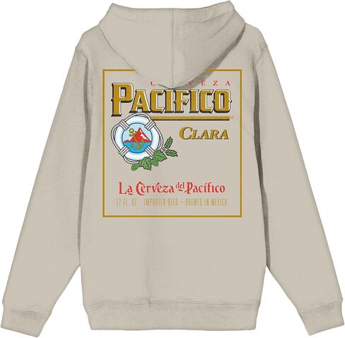Bioworld Pacifico Beer Logo Long Sleeve Cream Adult Hooded Sweatshirt-Large in Saudi Arabia