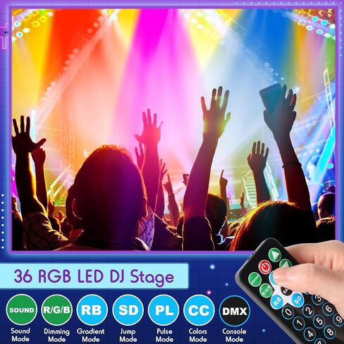 12 حزمة من 36 مصباح LED للمسرح RGB LED Par Lights 7 قنوات DJ Uplights للأحداث مع التحكم عن بعد المنشط بالصوت وإضاءة DMX للأحداث والحفلات والنوادي وحفلات الزفاف وعيد الميلاد وعطلة الديسكو in Saudi Arabia