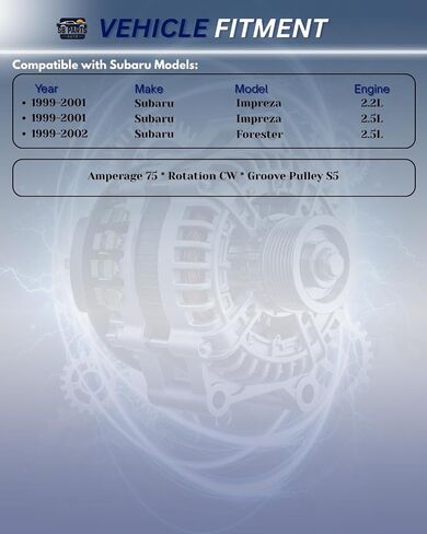 SB Parts New 75Amp Alternator Compatible with Subaru Forester 2.5L 99-2002, Impreza 1999 2000 2001 2.2L 2.5 in Saudi Arabia