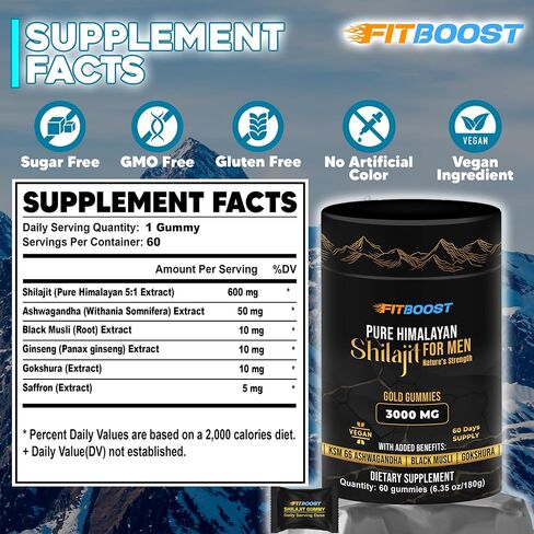 Himalayan Natural Shilajit Gummies for Men or Women 60 Days Supply of Shilajit for Men Gummies Extra Strength 3000mg with Added Benefits Rich in Fulvic Acid 85+ Trace Minerals NO Sugar in Saudi Arabia