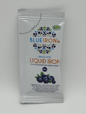 Blue Iron Original Liquid Iron Supplement ‒ Single-Dose 30 g Sachets (12) ‒ Fast-Absorbing, Delicious Formula for Healthy Iron Levels in Saudi Arabia