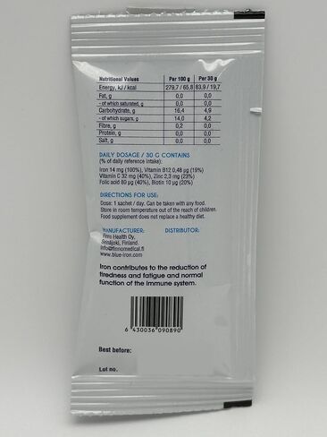 Blue Iron Original Liquid Iron Supplement ‒ Single-Dose 30 g Sachets (12) ‒ Fast-Absorbing, Delicious Formula for Healthy Iron Levels in Saudi Arabia