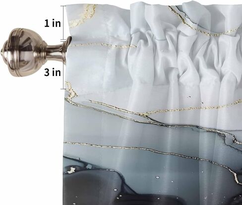 Valance Curtains for Kitchen Abstract Art Marble Gradient Grey Light Blue Rod Pocket Window Valances for Living Room Bathroom Bedroom 52" W x 18" L in Saudi Arabia
