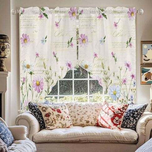 Sunflowers Swag Valances Kitchen Curtains 36 Inches Length, Yellow Botanical Floral Tier Drapes Swag Topper, Country Flowers Plants Bee Short Window Treatments for Small Windows Cafe 2 Panels 28"x36" in Saudi Arabia