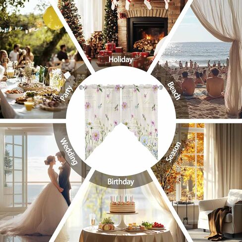 Sunflowers Swag Valances Kitchen Curtains 36 Inches Length, Yellow Botanical Floral Tier Drapes Swag Topper, Country Flowers Plants Bee Short Window Treatments for Small Windows Cafe 2 Panels 28"x36" in Saudi Arabia