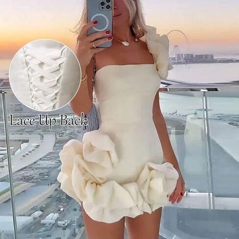 فساتين زفاف قصيرة للعروس كشكش بكتف واحد فستان زفاف وحفلات السهرة in Kuwait