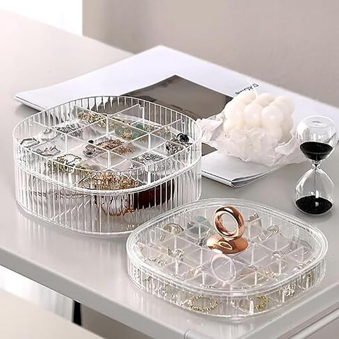 3-Layer Transparent Box Jewelry Organizer with Handle Box for Earrings, Rings, Necklaces Bracelets, Watches, Stylish Multi-Functional Accessory Holder (Transparent) in Saudi Arabia