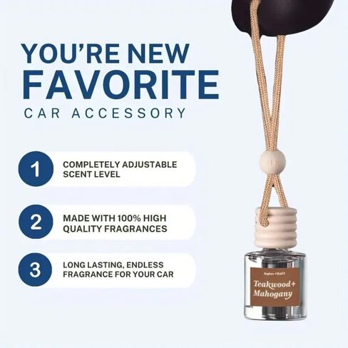 Air Diffuser Essential Oil Set | 12 Natural Scents Like Jasmine, Ocean, Sandalwood | Long Lasting Car Air Freshener for Women & Men | Hanging Glass Bottles, Air Freshener for Travel (8 ML Per Bottle) in Saudi Arabia