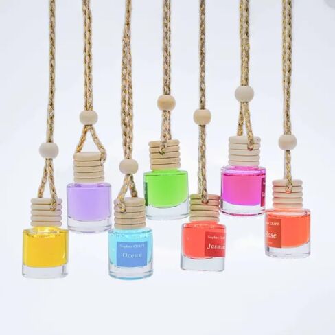 Air Diffuser Essential Oil Set | 12 Natural Scents Like Jasmine, Ocean, Sandalwood | Long Lasting Car Air Freshener for Women & Men | Hanging Glass Bottles, Air Freshener for Travel (8 ML Per Bottle) in Saudi Arabia