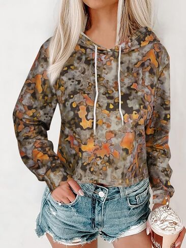 Womens Casual Hoodies Crew Neck Long Sleeve Sweatshirts With Drawstring Pullover Tops Sweaters Fall Fashion Outfits Clothes in Saudi Arabia