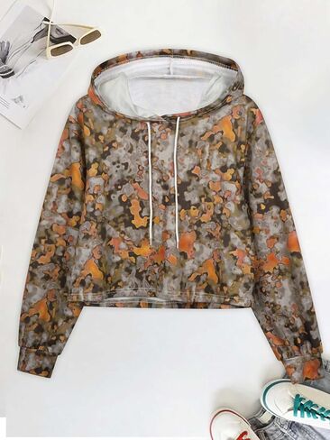 Womens Casual Hoodies Crew Neck Long Sleeve Sweatshirts With Drawstring Pullover Tops Sweaters Fall Fashion Outfits Clothes in Saudi Arabia