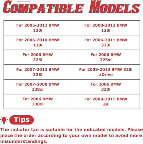 مجموعة مروحة تبريد المبرد بدون فرشاة من Partsflow لـ 2005-2012 BMW 120i لـ 2008-2013 BMW 128i لـ 2006-2011 BMW 323i لـ 2006 BMW 325i لـ 2007-2013 BMW 328i لـ 2009-2011 BMW Z4 in Saudi Arabia