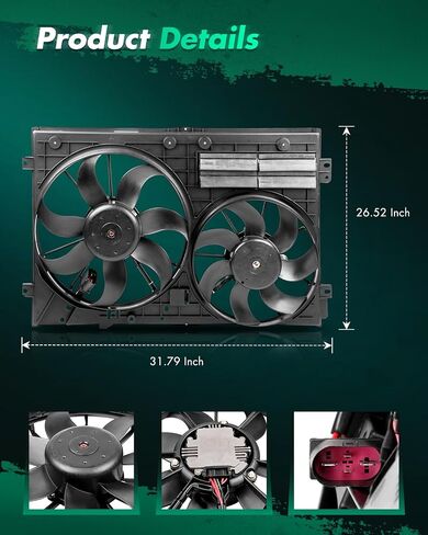 SCITOO 621460 Electric Radiator Condenser Engine Dual Cooling Fan Fit for 2012-2013 for Audi A3 2012-2013 for Audi A3 Quattro 2012-2015 for Audi TT Quattro 2013-2014 for Audi TT RS Quattro in Saudi Arabia