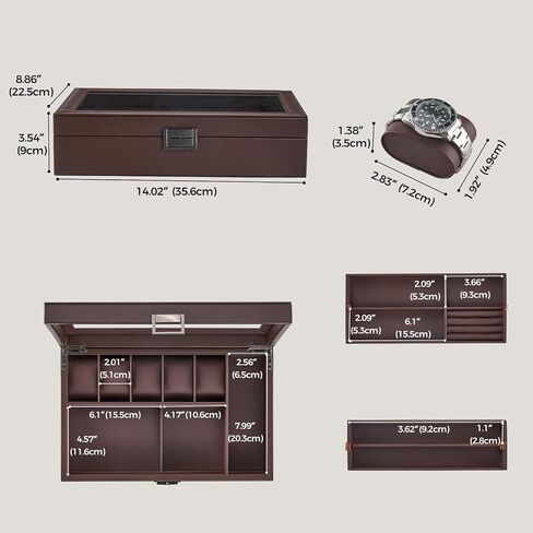 ProCase Men's Jewelry Box, Jewellry Storage Holder Organizer Case for Watch Sunglasses Rings Cufflinks Accessories, Gift for Male Father Boyfriend -Espresso in Saudi Arabia