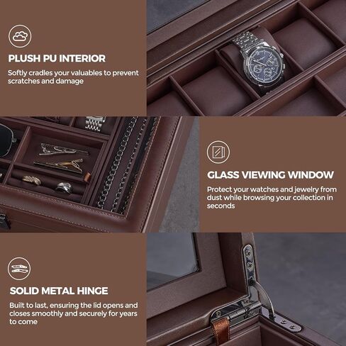 ProCase Men's Jewelry Box, Jewellry Storage Holder Organizer Case for Watch Sunglasses Rings Cufflinks Accessories, Gift for Male Father Boyfriend -Espresso in Saudi Arabia