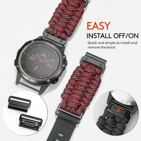 Compatible With Garmin, Paracord Watch Band Sports Strap For Fēnix/Forerunner/Vivoactive/Approach/MARQ/quatix/D2 Series Tough Replacement Band For Men in Saudi Arabia