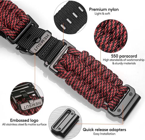 Compatible With Garmin, Paracord Watch Band Sports Strap For Fēnix/Forerunner/Vivoactive/Approach/MARQ/quatix/D2 Series Tough Replacement Band For Men in Saudi Arabia