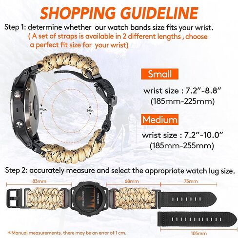 Compatible With Garmin, Paracord Watch Band Sports Strap For Fēnix/Forerunner/Vivoactive/Approach/MARQ/quatix/D2 Series Tough Replacement Band For Men in Saudi Arabia